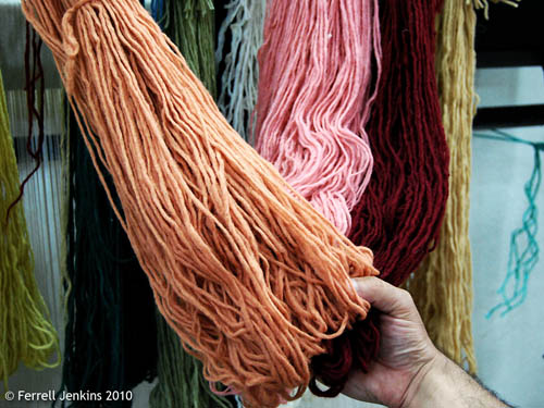 Yarn dyed with madder root. Photo by Ferrell Jenkins.