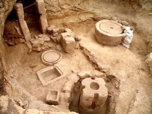 1400 year old olive press at Modi'in. Credit: Hagit Torgë, Israel Antiquities Authority.