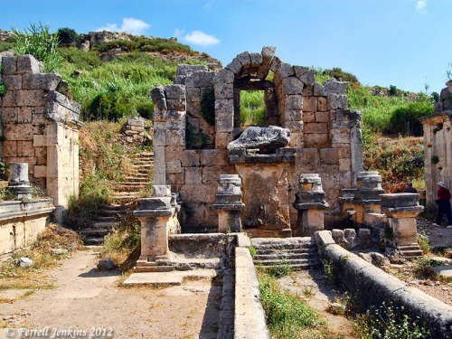 The Nymphaeum (Fountain) at Perga. Water flowed from the fountain. Photo by Ferrell Jenkins.