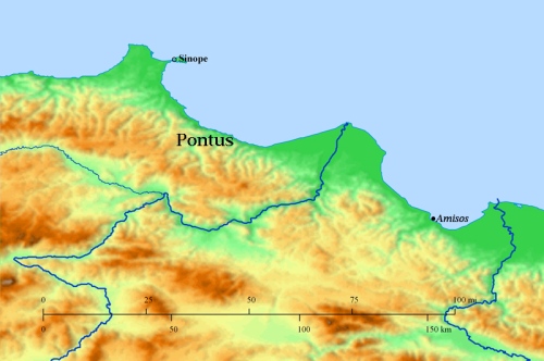 Map shows the narrow province of Pontus. Made with Bible Mapper.