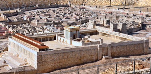 Second Temple Model showing porticoes around the perimeter of the Temple precinct. Photo by Ferrell Jenkins.