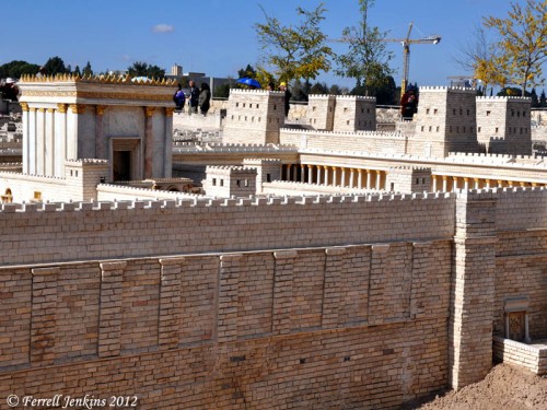 Second Temple Model, Jerusalem. The Fortress of Antonia stands on the northwest corner of the temple precinct. Photo by Ferrell Jenkins.