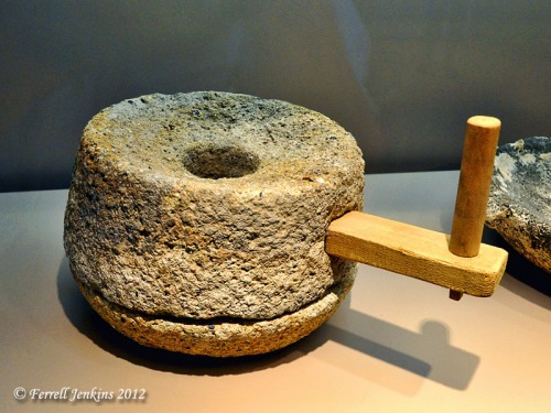 Manually operated quern for grinding grain. Photo by Ferrell Jenkins.