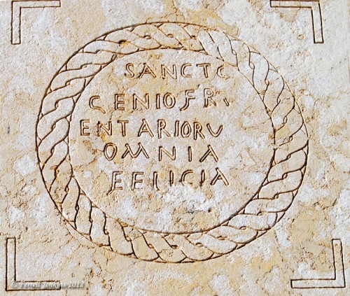 Prison inscription found at Caesarea. Photo by Ferrell Jenkins.