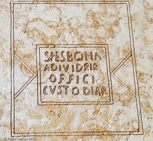 Prison inscription found at Caesarea. Photo by Ferrell Jenkins.