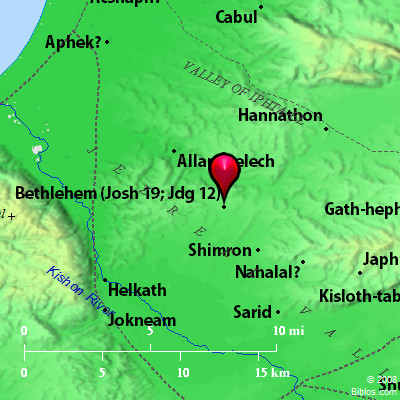 Map showing Galilean Bethlehem. BibleAtlas.org
