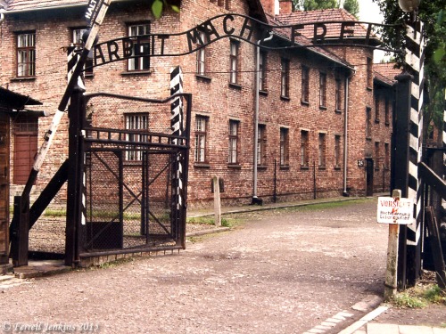 The entrance to Auschwitz. Photo by Ferrell Jenkins, 1991.